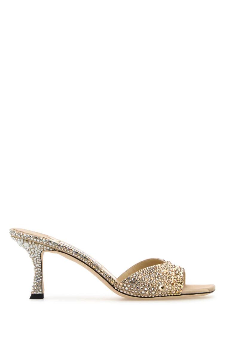 JIMMY CHOO Golden Crystal Heels In Beige O Tan Product Image