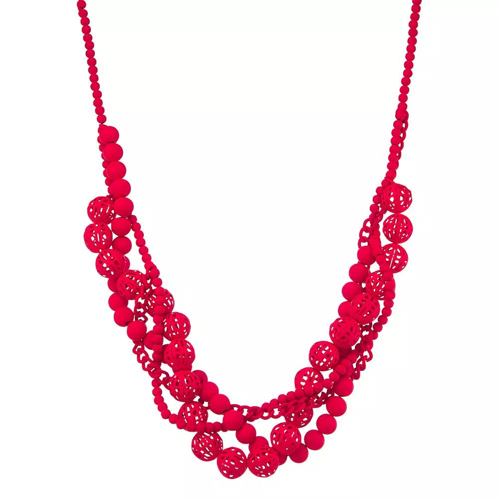Simply Vera Vera Wang Beaded Filgree Statement Necklace, Women's, Red Product Image