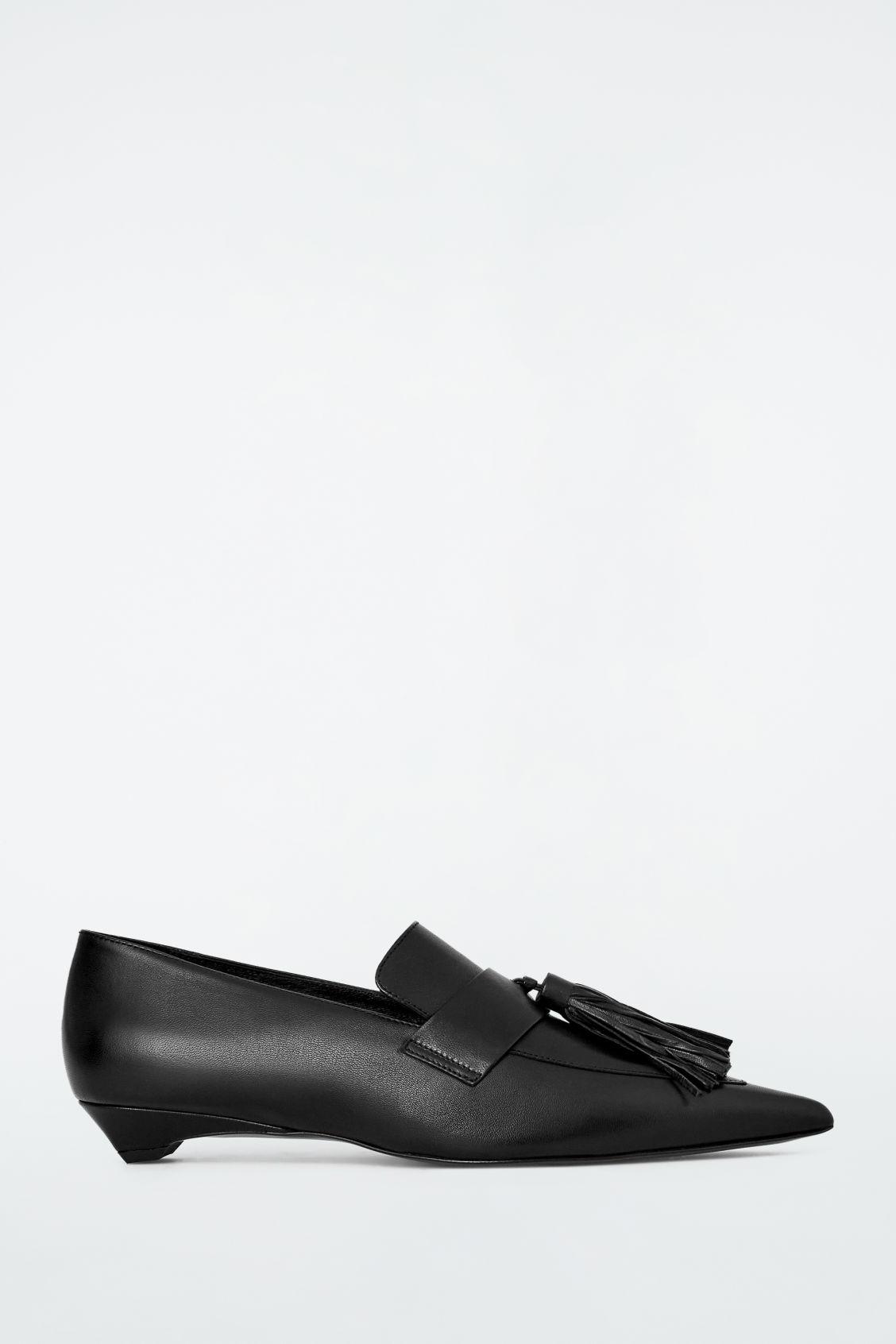 TASSELED LEATHER KITTEN-HEEL LOAFERS Product Image