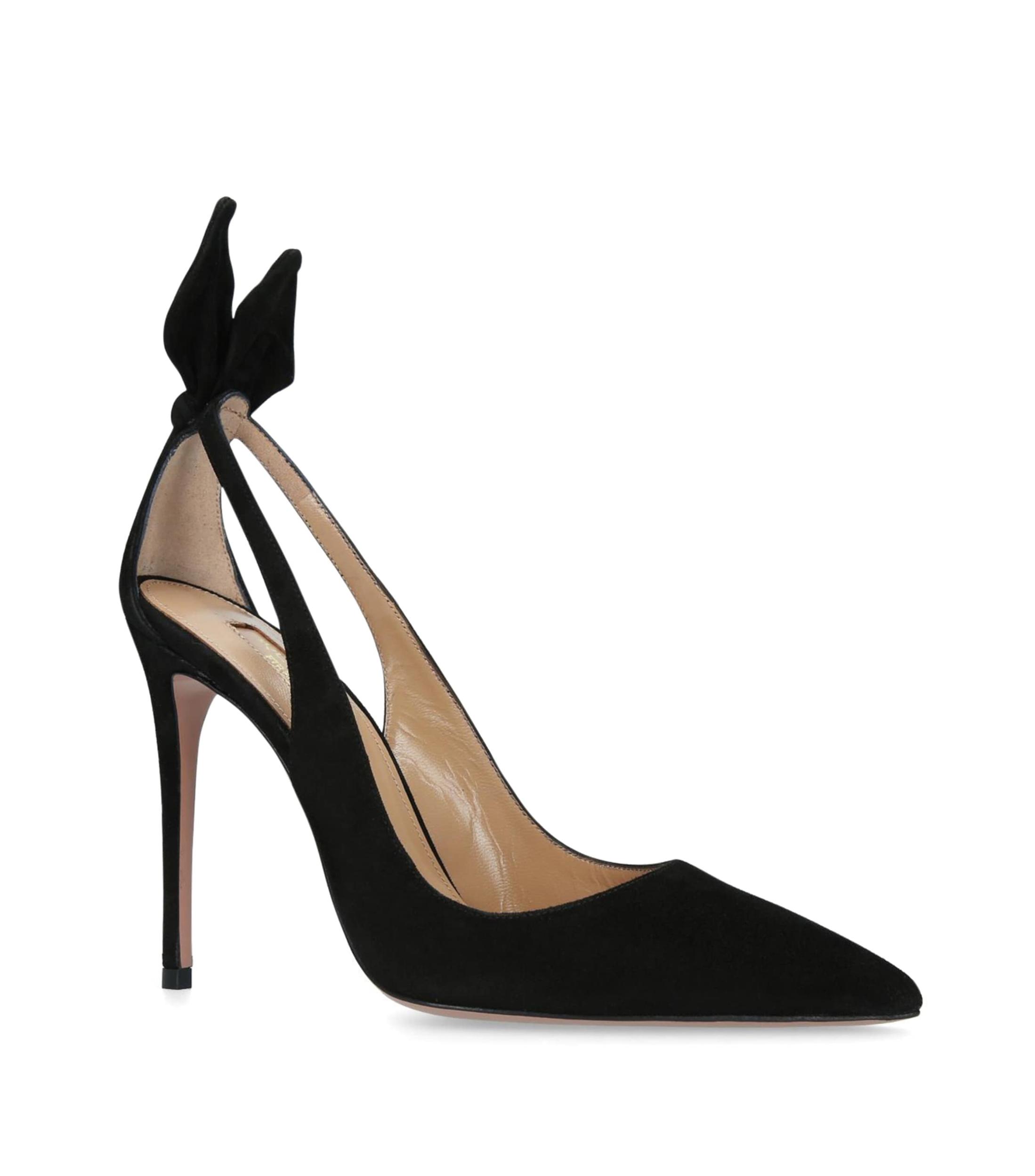 AQUAZZURA Bow Tie 85 Suede Pumps In Black Product Image