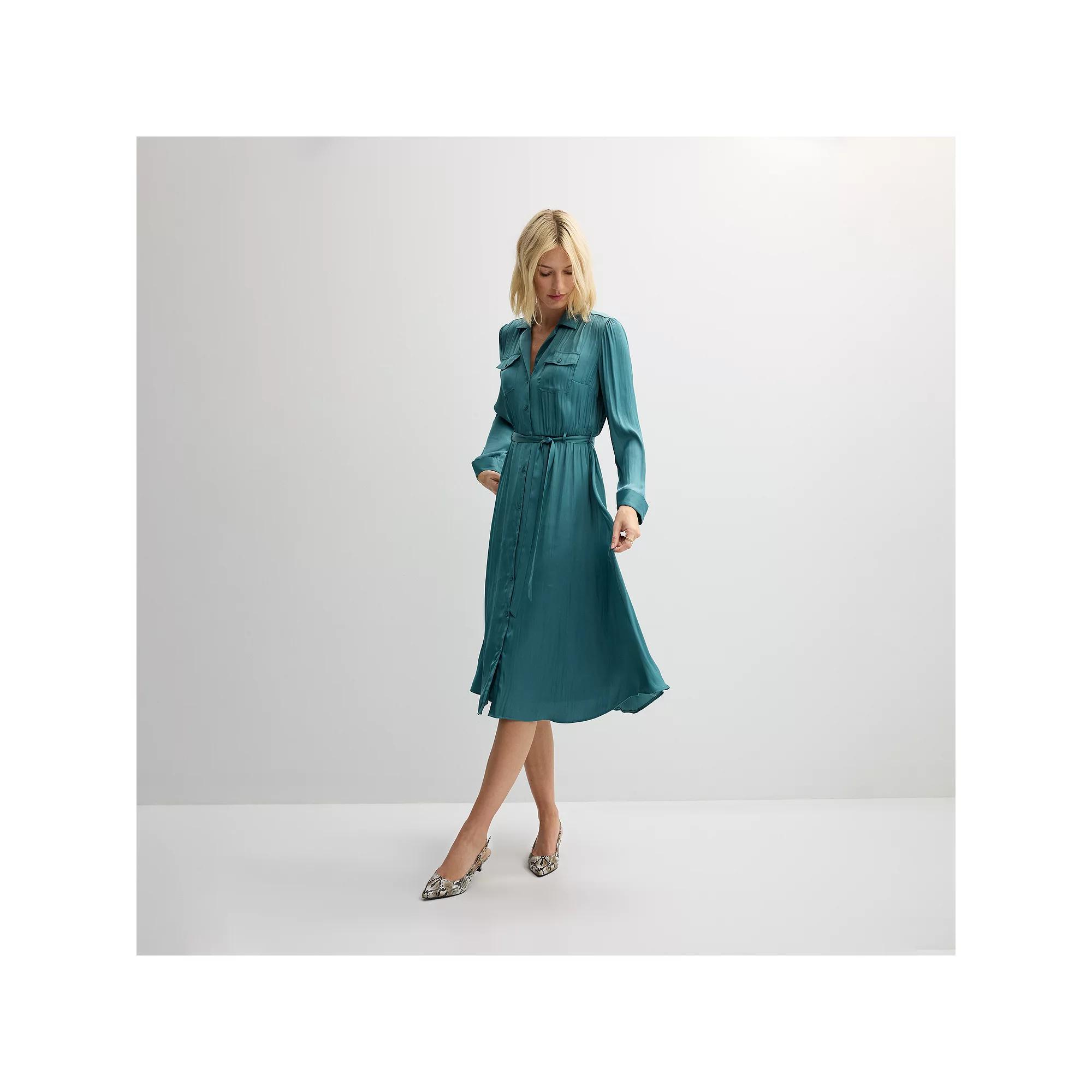 Women's Nine West Midi Shirt Dress, Size: XL, Just Pink Product Image