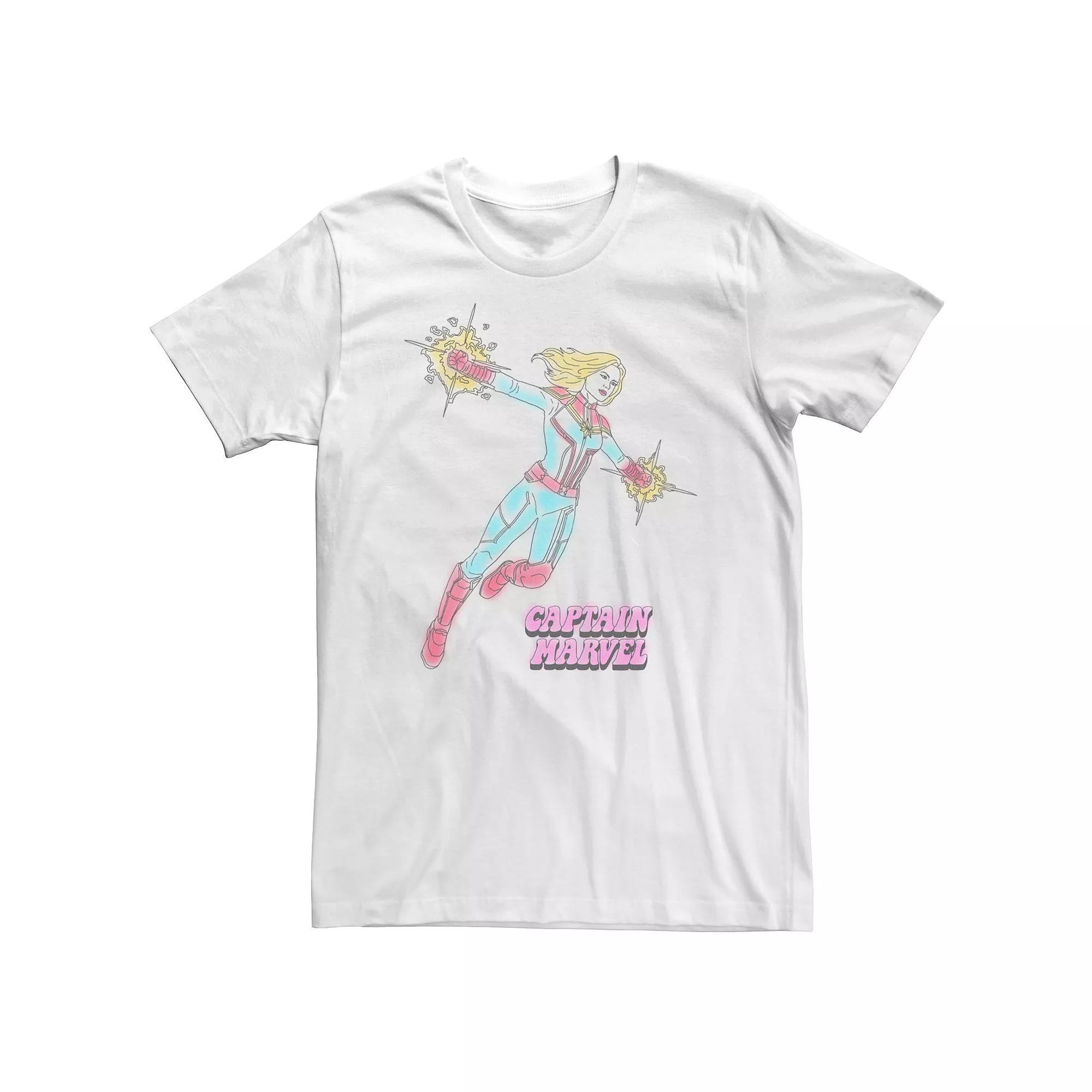 Big & Tall Marvel Avengers Captain Marvel Watercolor Tee, Men's, Size: 3XL Tall, White Product Image