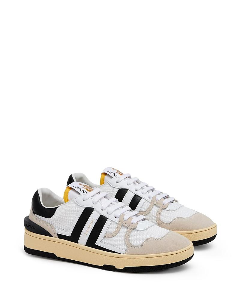 LANVIN Black And White Leather Clay Low Mesh Sneakers Product Image