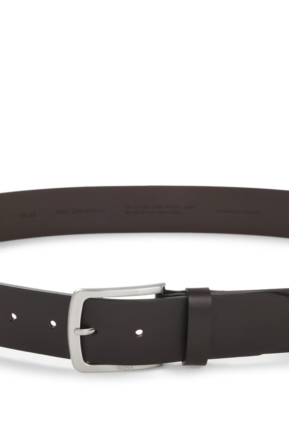 Italian-leather belt with logo-engraved buckle Product Image