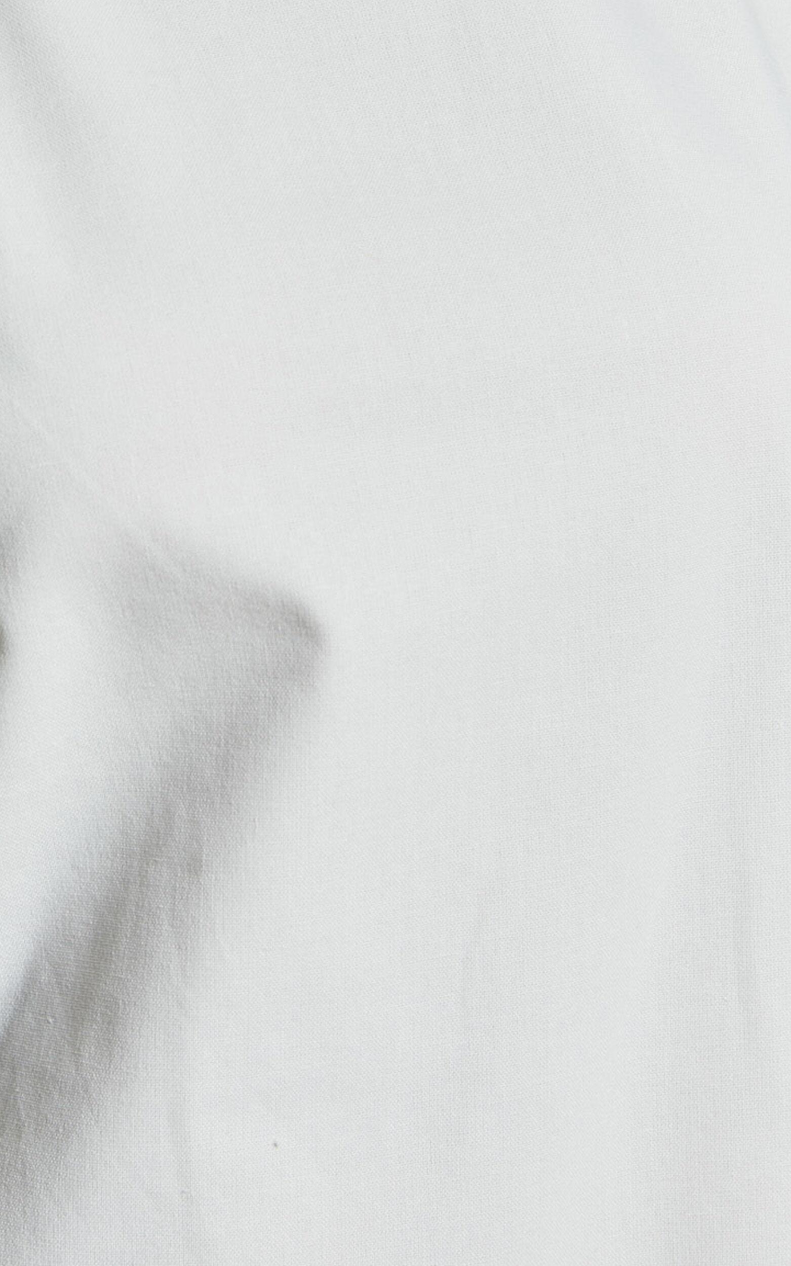 Elda Mini Dress - Linen High Neck Shift Dress in Off White Product Image