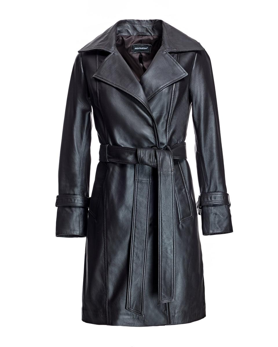 Julia and Stella by Maximilian Belted Leather Coat Product Image