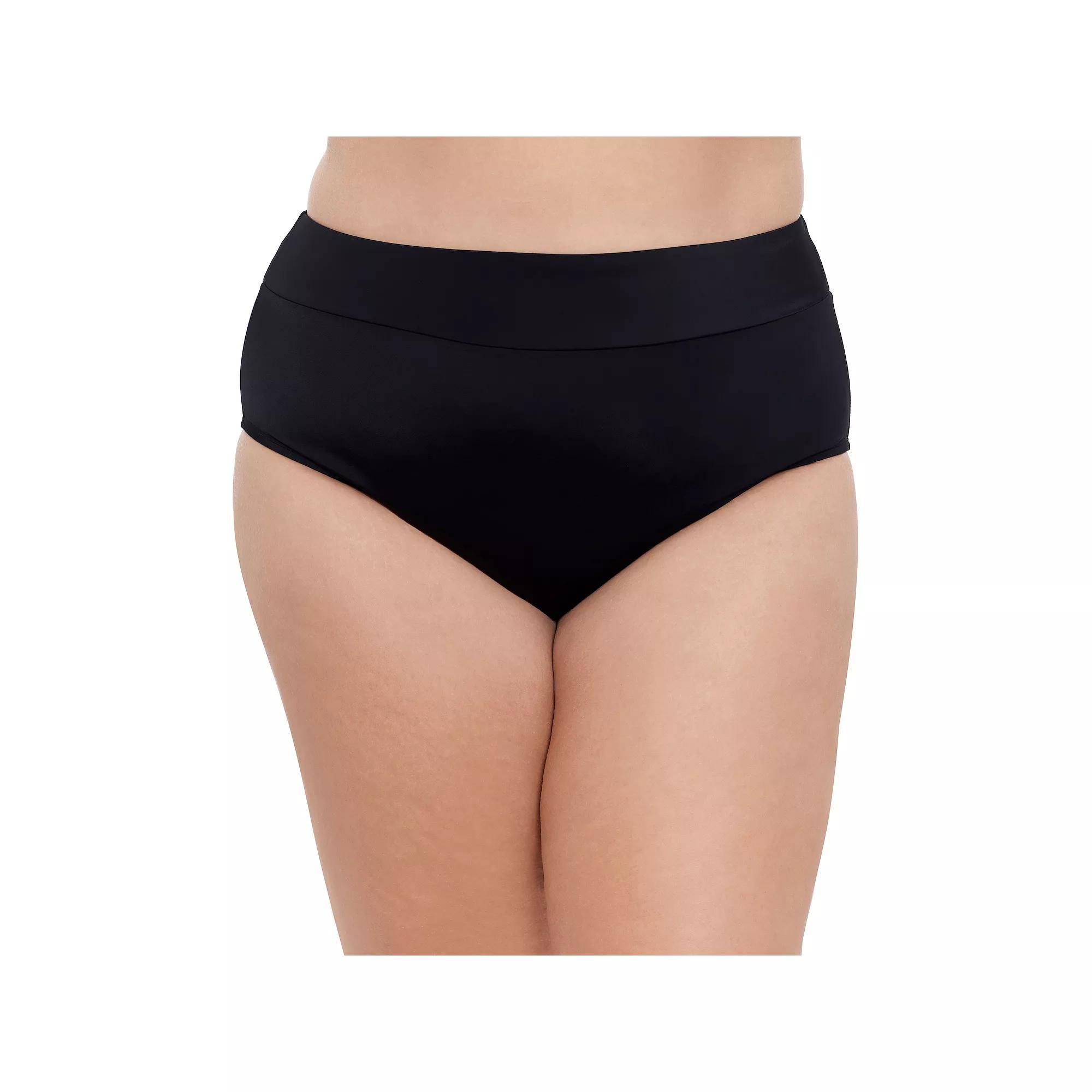 Plus Size Bal Harbour Tummy Control Swim Brief Bottoms, Women's, Size: 3XL, Black Product Image