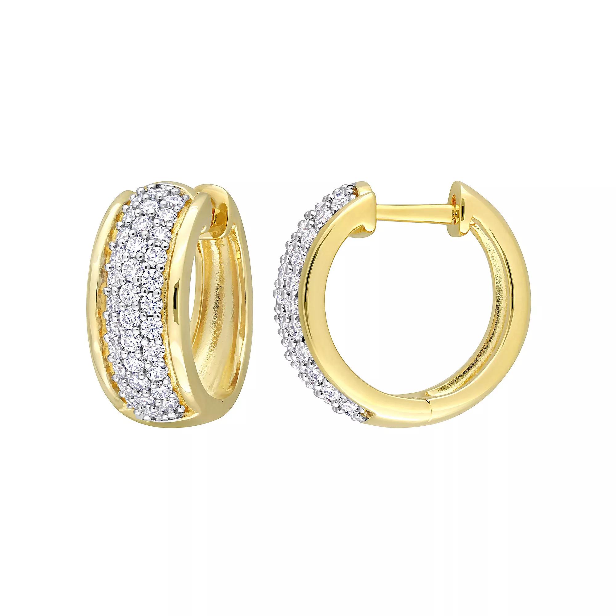 Stella Grace 18K Gold Over Silver 1/2 Carat T.W Lab-Created Moissanite Triple Row Hoop Earrings, Women's, Gold Tone Product Image