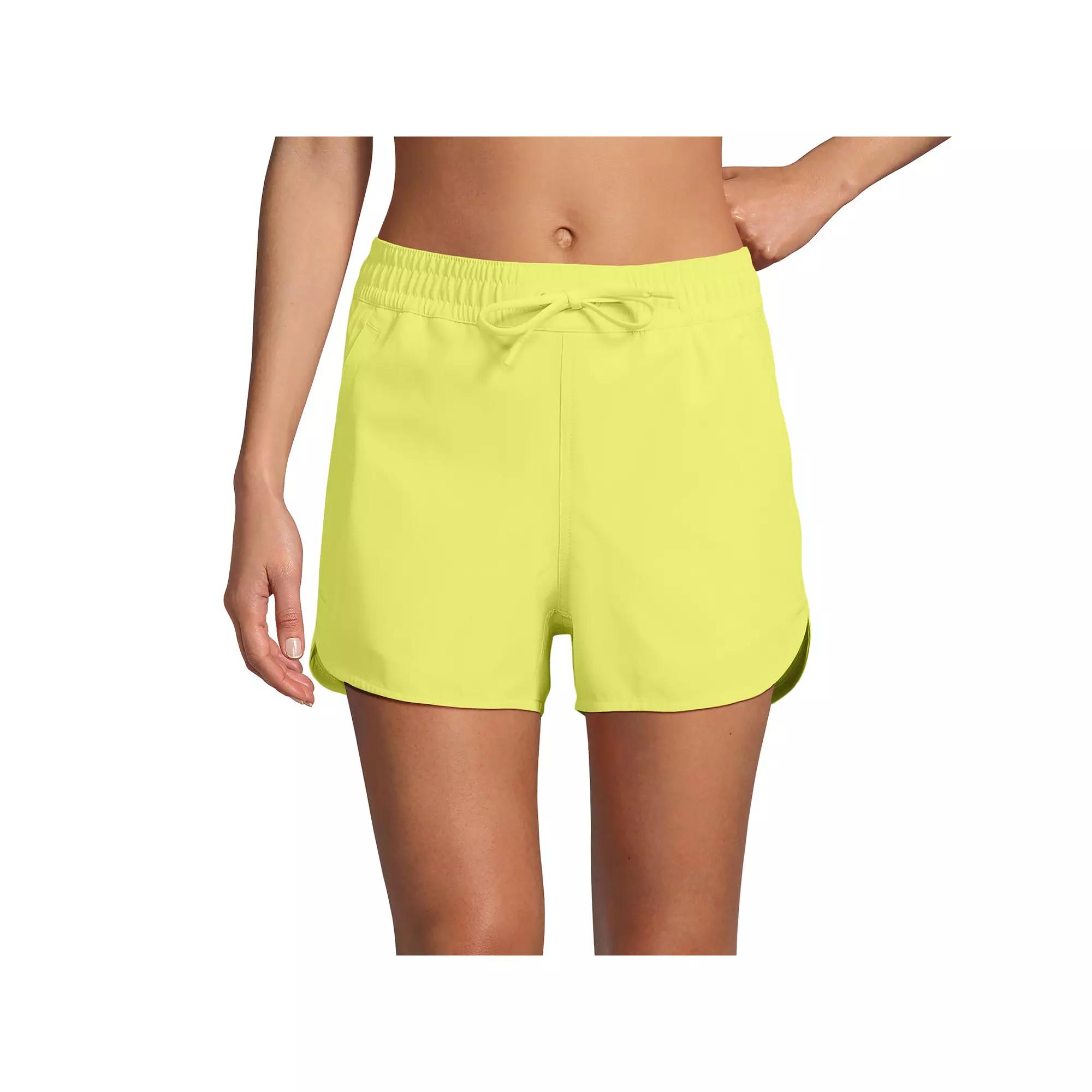 Women's Lands' End Woven Packable Dolphin Hem Swim Cover-Up Shorts, Size: 12, Sunlight Green Product Image