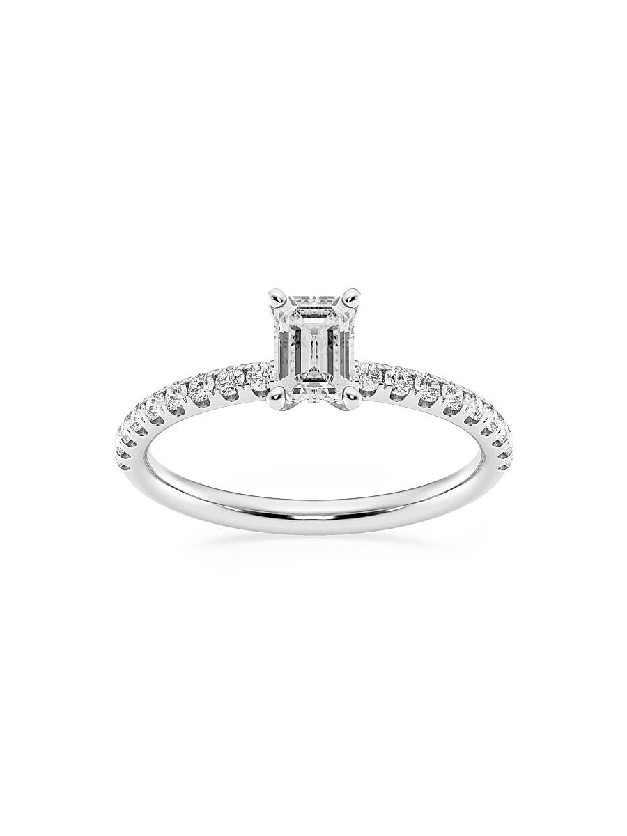 Womens 14K White Gold & Emerald-Cut Lab-Grown Diamond Hidden Halo Ring/0.80-3.41 TCW Product Image