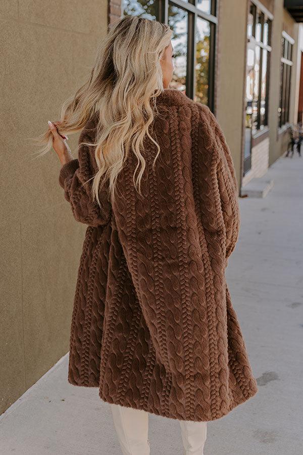Warm Fuzzy Feeling Faux Fur Coat in Espresso Product Image
