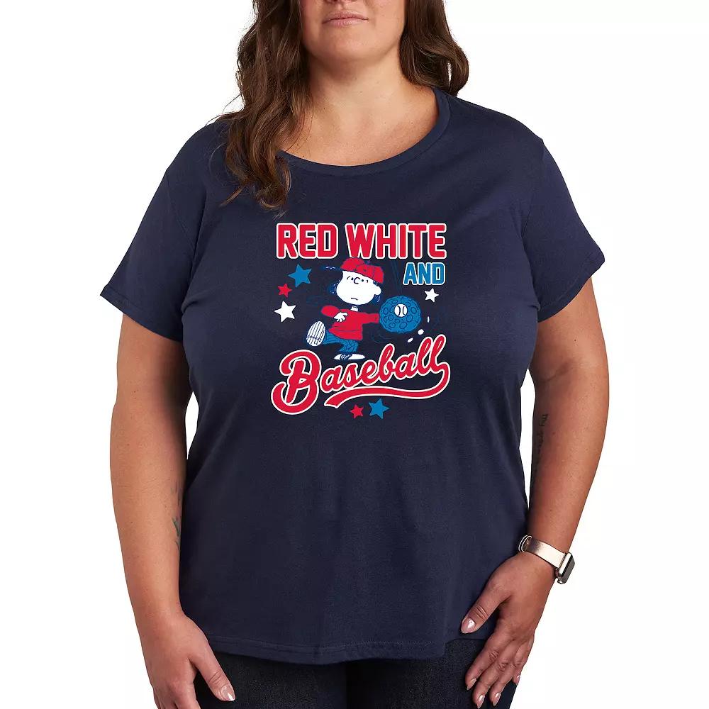 Plus Peanuts Red White Baseball Lucy Graphic Tee, Women's,  Product Image