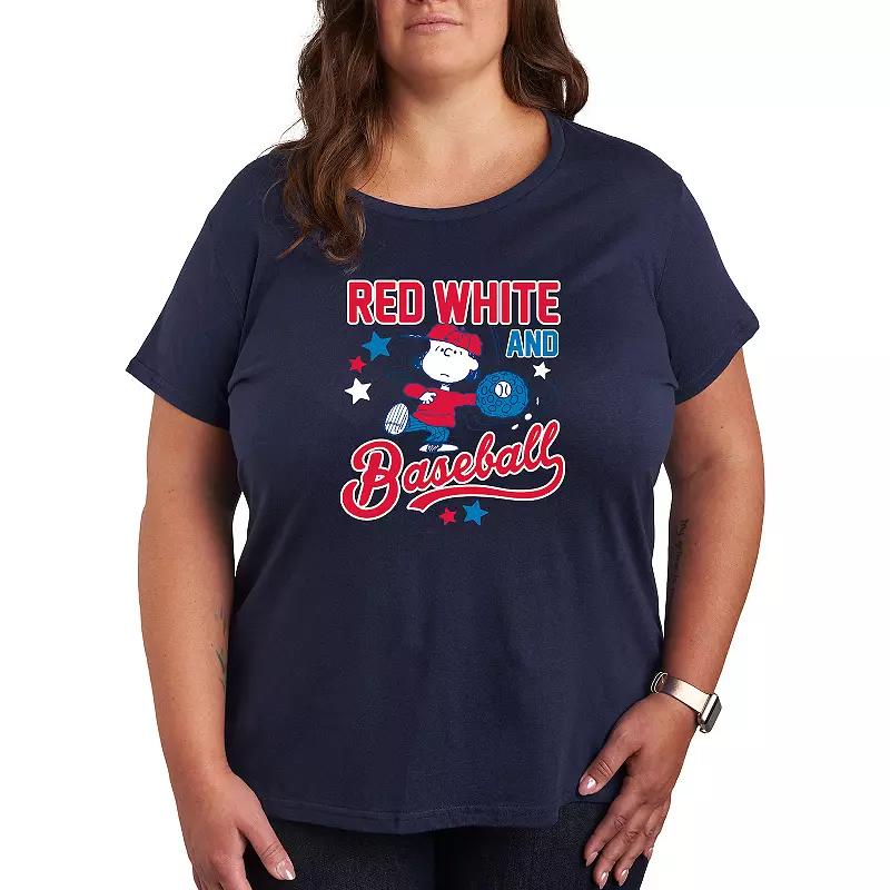 Plus Peanuts Red White Baseball Lucy Graphic Tee, Women's,  Product Image