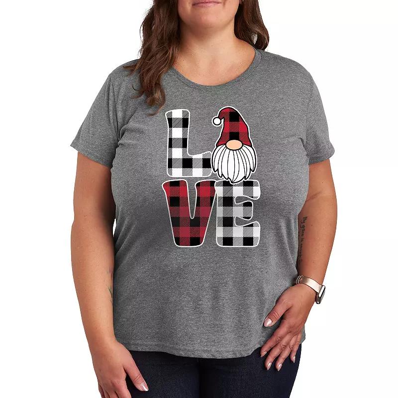 Plus Love Gnome Plaid Graphic Tee, Women's,  Product Image