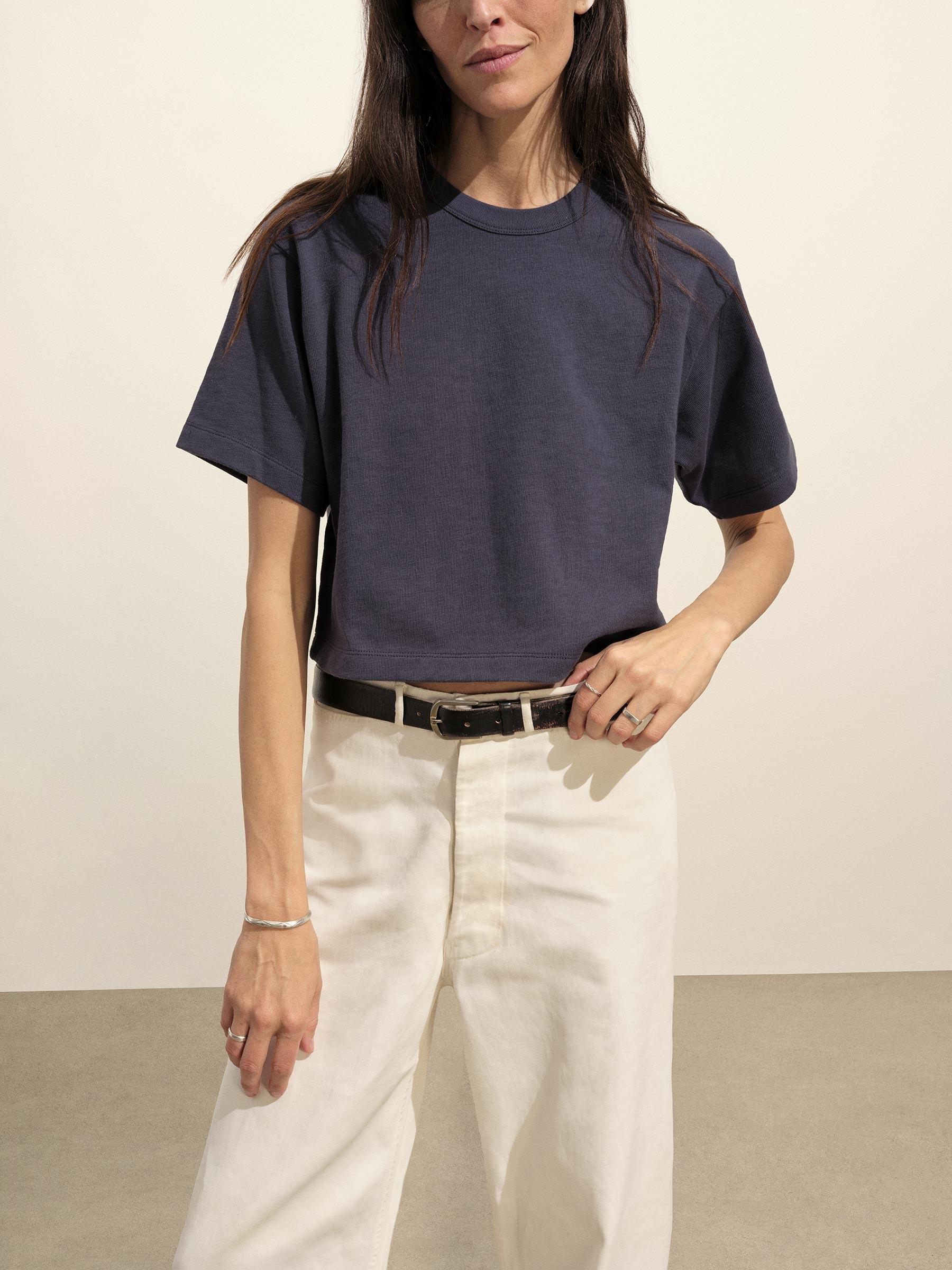 Washed Navy Field-Spec Boyfriend Crop Tee Product Image