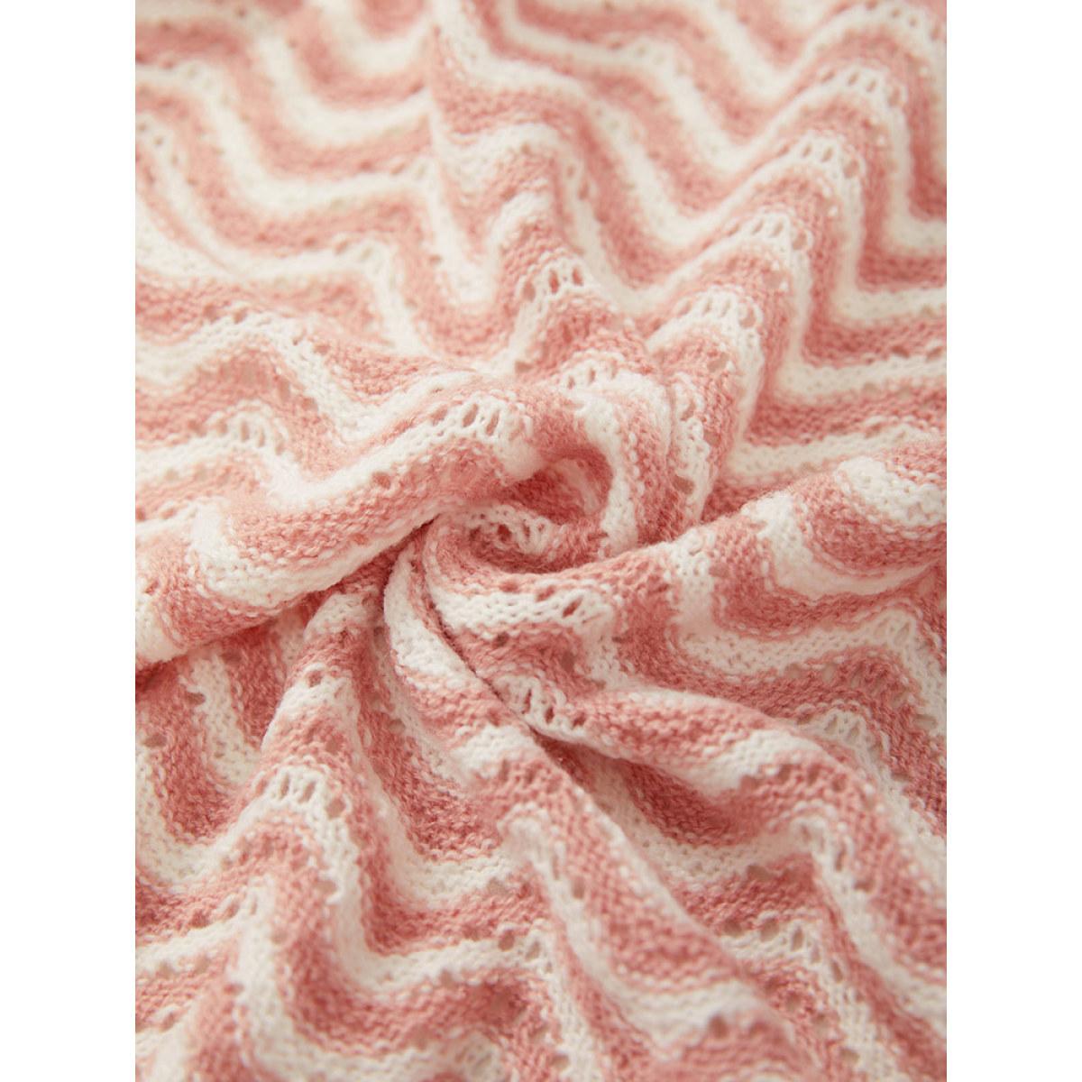 Plus Size Water Ripple Open Front Tunic Cardigan Pink Women Casual Loose Long Sleeve Dailywear Cardigans BloomChic 22-24/3X Product Image