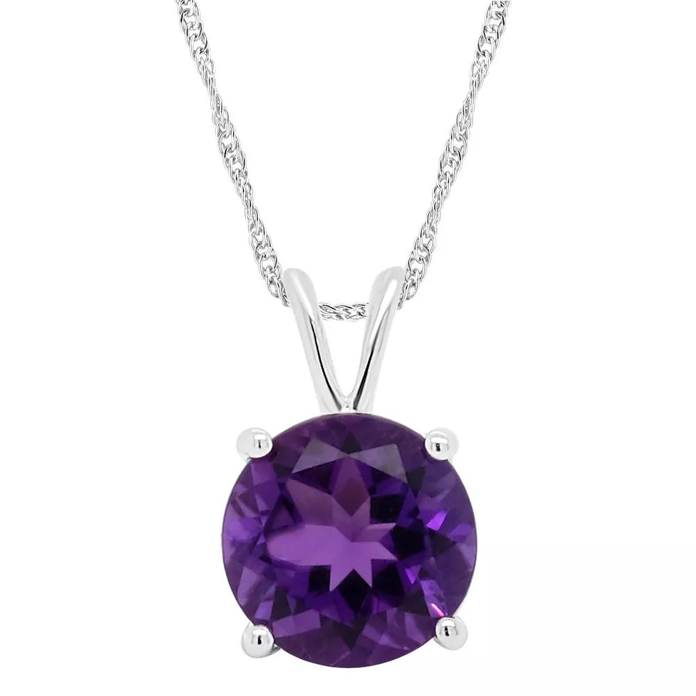 Alyson Layne 14k Gold Round Amethyst Pendant Necklace, Women's, Size: 18", 14k White Gold Product Image