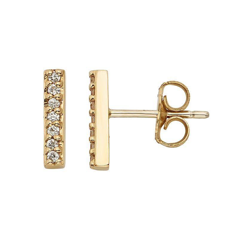 1/10 Carat T.W. Diamond 10k Gold Stick Stud Earrings, Women's, Yellow Product Image