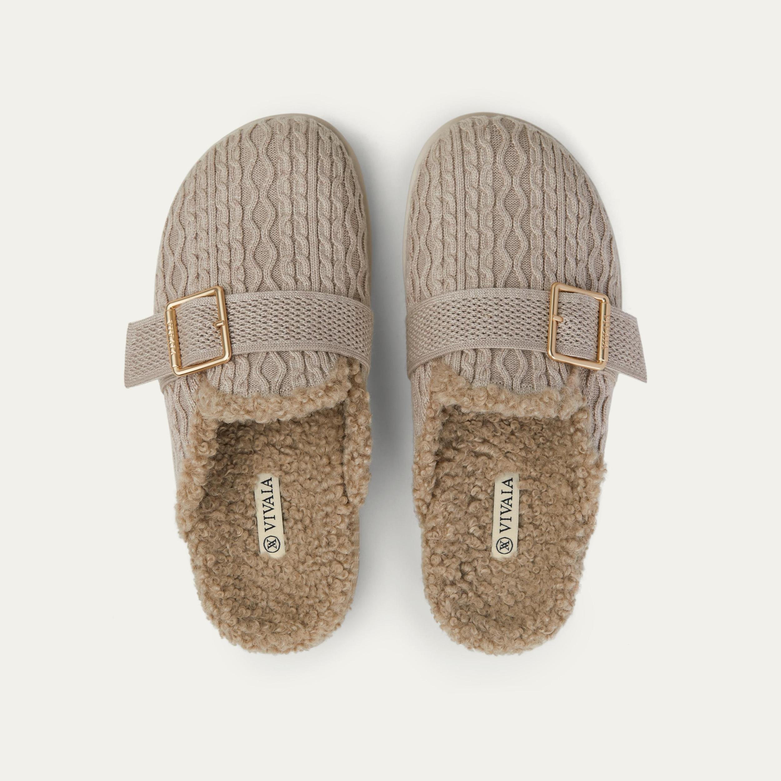 Round-Toe Wool Slippers (Hazel) Product Image