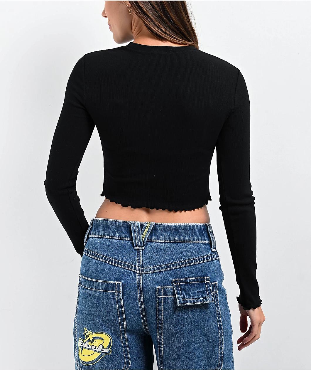 A.LAB Audrina Caviar Cutout Long Sleeve Crop T-Shirt Product Image