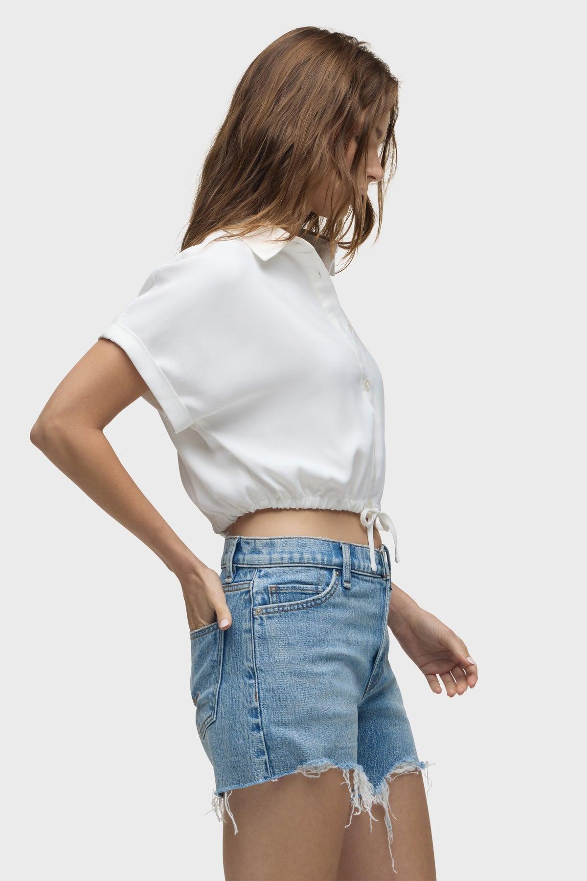 Drawstring Button Down Shirt Female Product Image