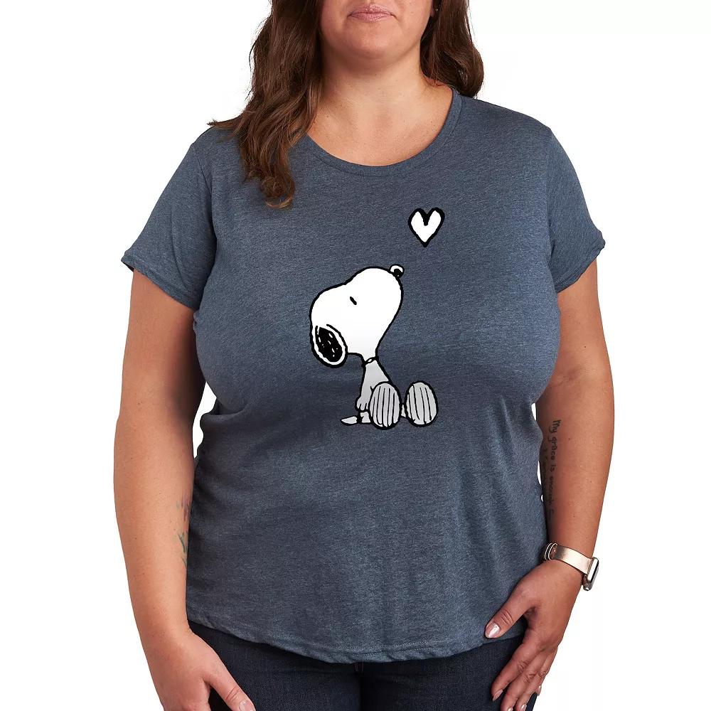 Plus Peanuts White Snoopy Heart Graphic Tee, Women's,  Product Image