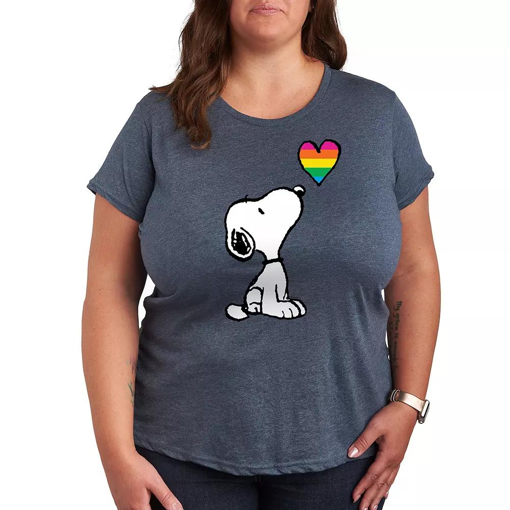 Plus Peanuts Snoopy Rainbow Heart Graphic Tee, Women's,  Product Image