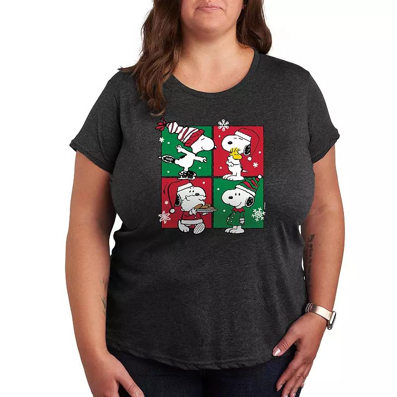 Plus Peanuts Snoopy Christmas Grid Graphic Tee, Women's,  Product Image