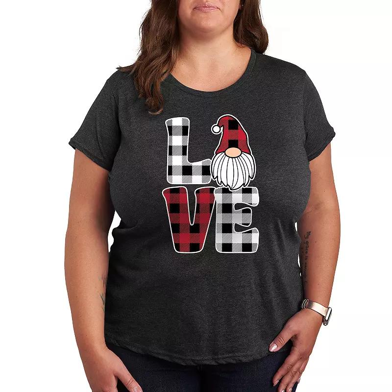 Plus Love Gnome Plaid Graphic Tee, Women's,  Product Image