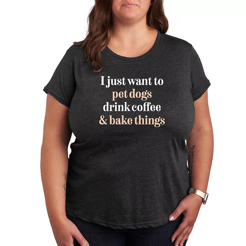 Plus Pet Dogs Drink Coffee Bake Graphic Tee, Women's,  Product Image