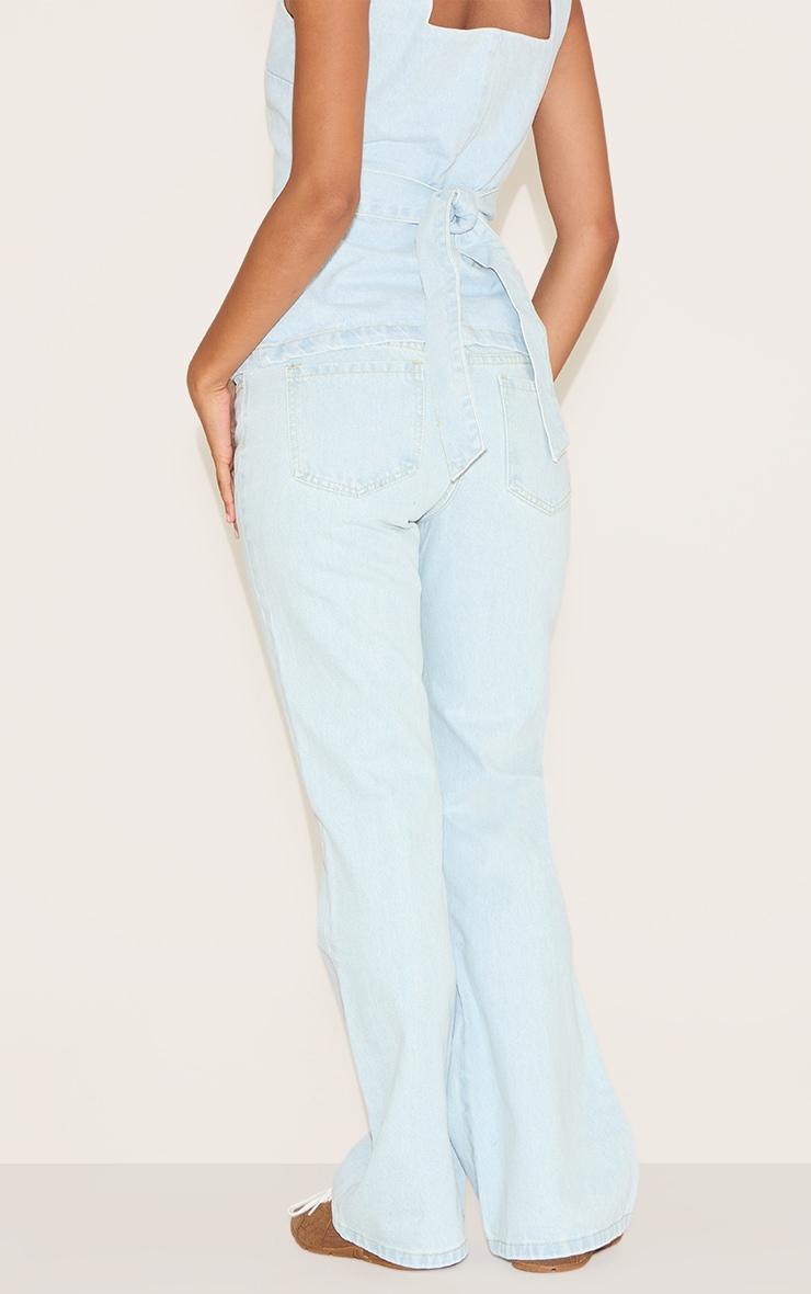 Light Blue Mid Waist Straight Leg Jeans Product Image