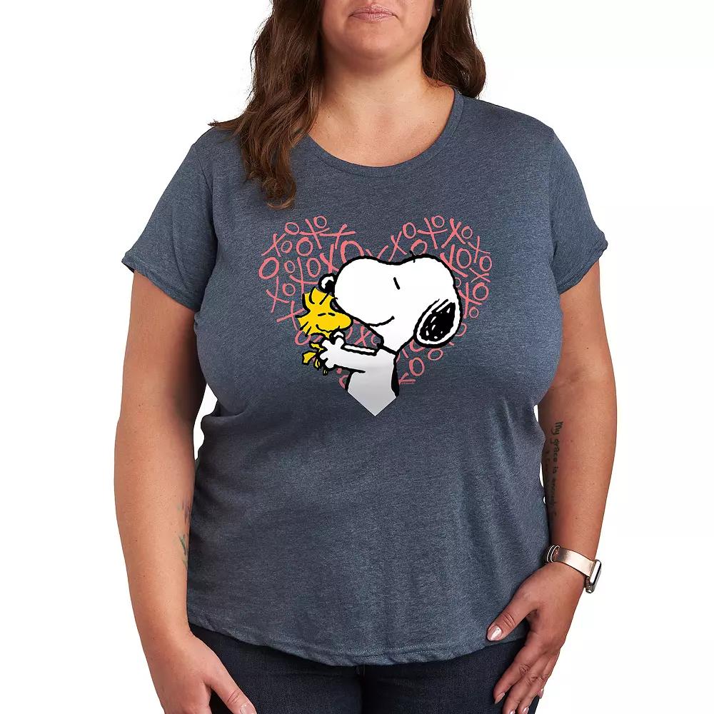 Plus Peanuts Snoopy & Woodstock XO Heart Graphic Tee, Women's,  Product Image
