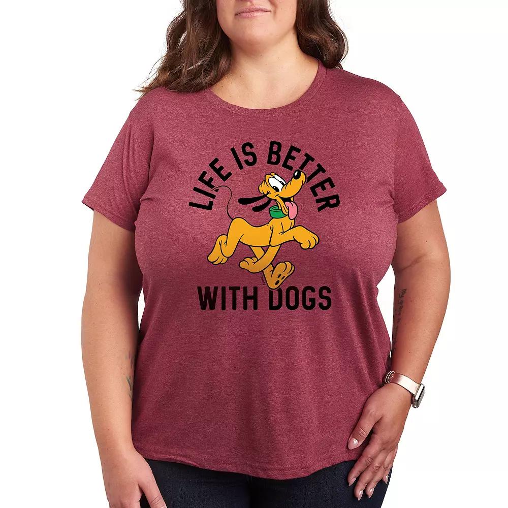 Disney's Pluto Plus Life Is Better With Dogs Graphic Tee, Women's,  Product Image