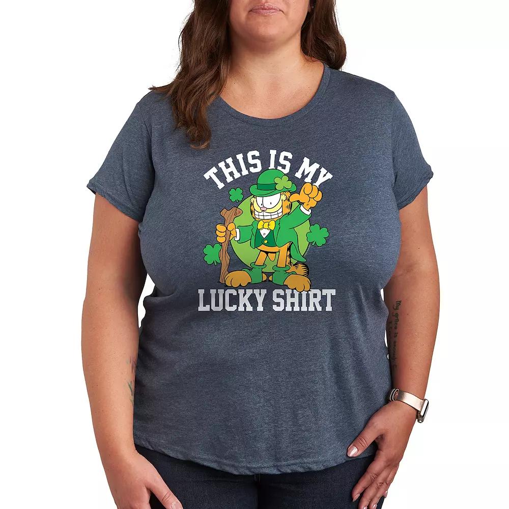 Plus Garfield This Is My Lucky Shirt Graphic Tee, Women's,  Product Image