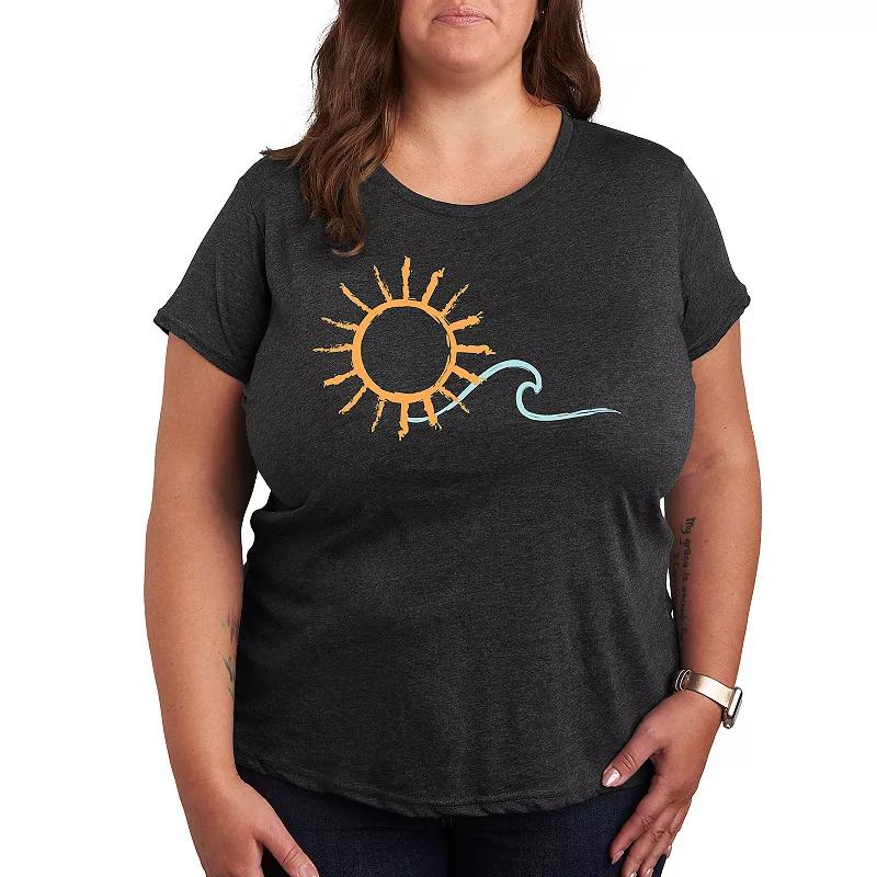 Plus Brushstroke Sun And Wave Graphic Tee, Women's,  Product Image