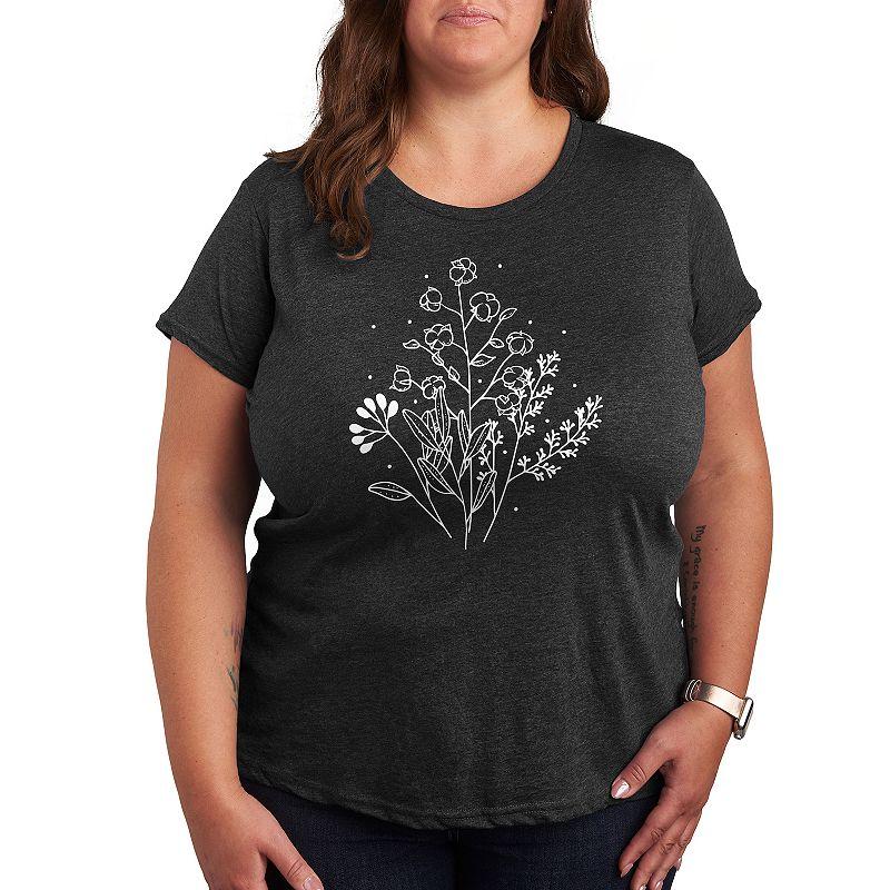 Plus Fall Flowers Graphic Tee, Women's,  Product Image