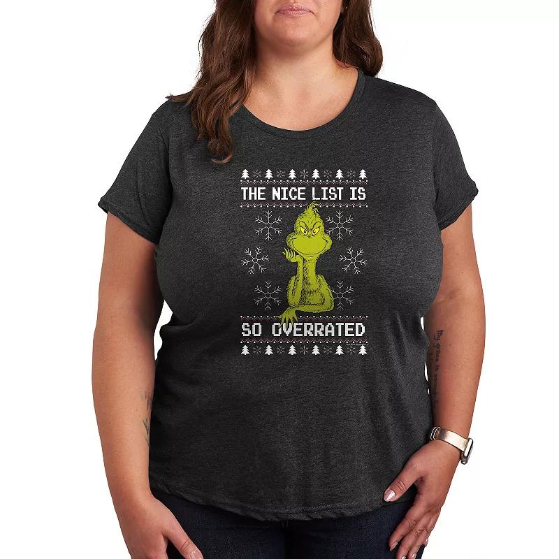 Plus Dr. Seuss The Grinch Nice Is Overrated Graphic Tee, Women's,  Product Image