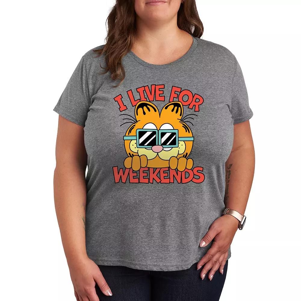 Plus Garfield I Live For Weekends Graphic Tee, Women's,  Product Image