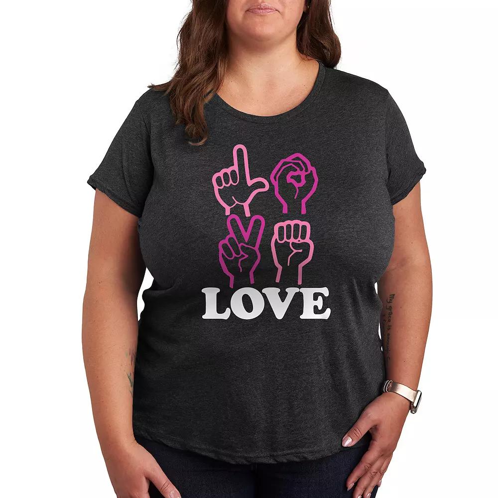 Plus Love Sign Language Graphic Tee, Women's,  Product Image