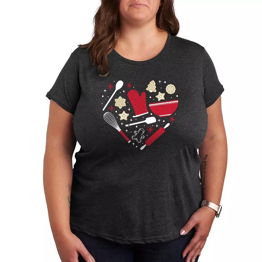 Plus Christmas Baking Heart Graphic Tee, Women's,  Product Image