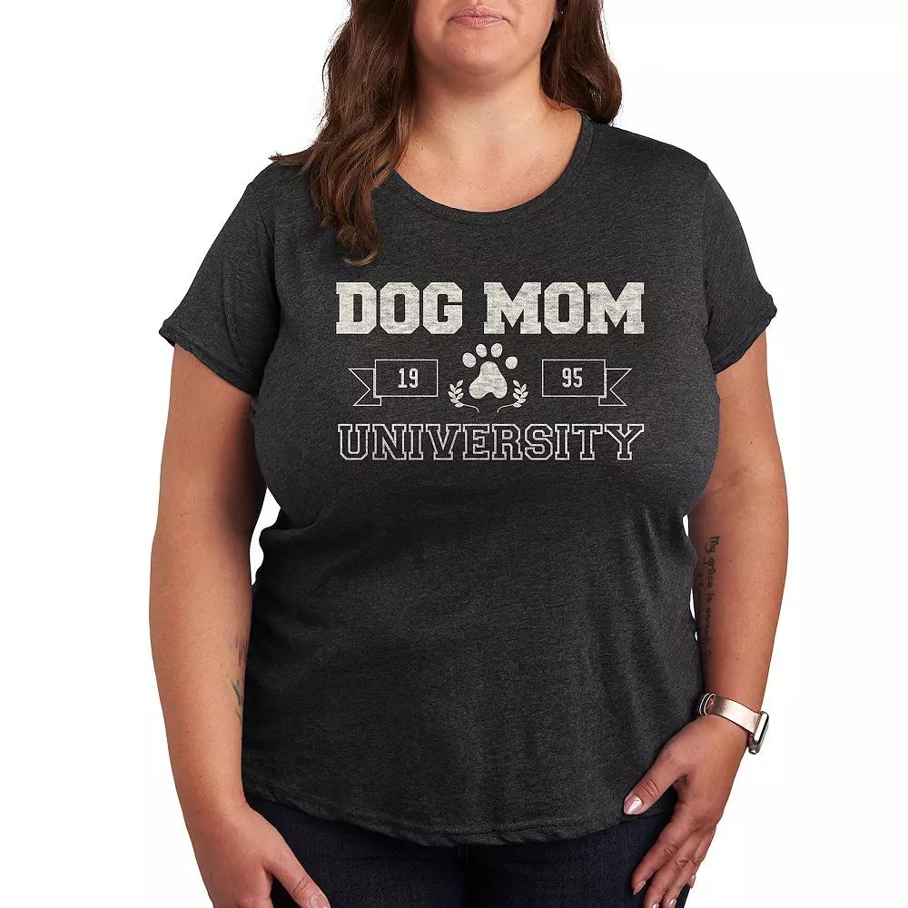 Plus Size Dog Mom University Graphic Tee, Womens Grey Green Product Image