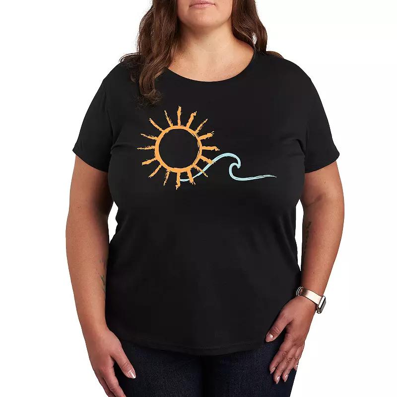 Plus Brushstroke Sun And Wave Graphic Tee, Women's,  Product Image