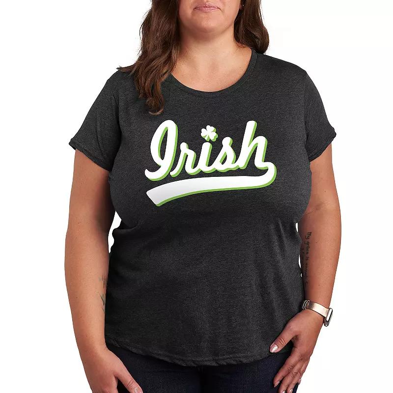Plus Irish Script Graphic Tee, Womens Heather Grey Product Image