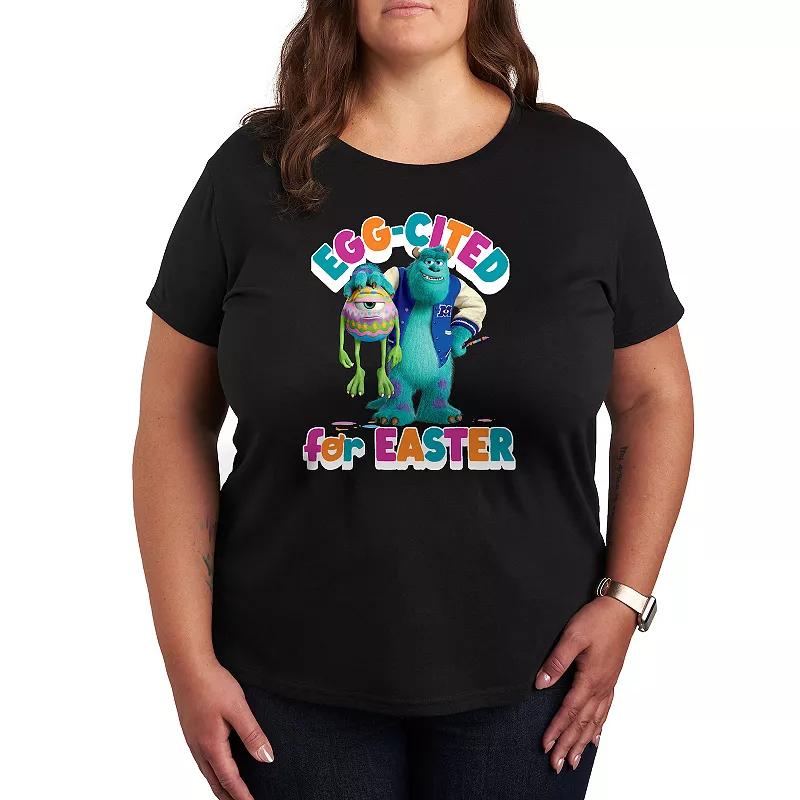 Disney / Pixars Monsters, Inc. Plus Egg-Cited For Easter Graphic Tee, Womens Grey Blue Product Image