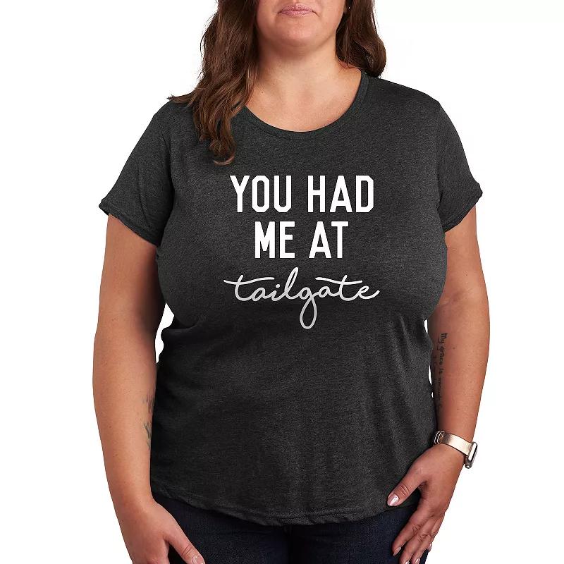 Plus Size You Had Me At Tailgate Graphic Tee, Womens Heather Grey Product Image