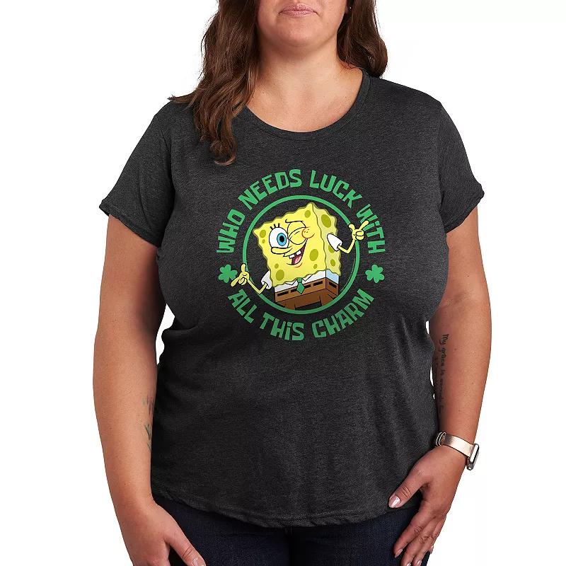 Plus Nickelodeon SpongeBob SquarePants Who Needs Luck Graphic Tee, Women's,  Product Image
