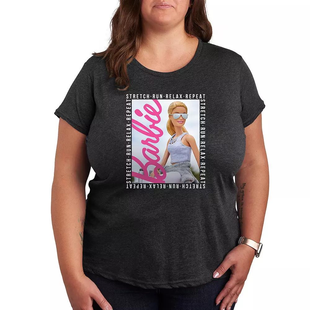 Plus Barbie® Stretch Run Relax Repeat Graphic Tee, Women's,  Product Image