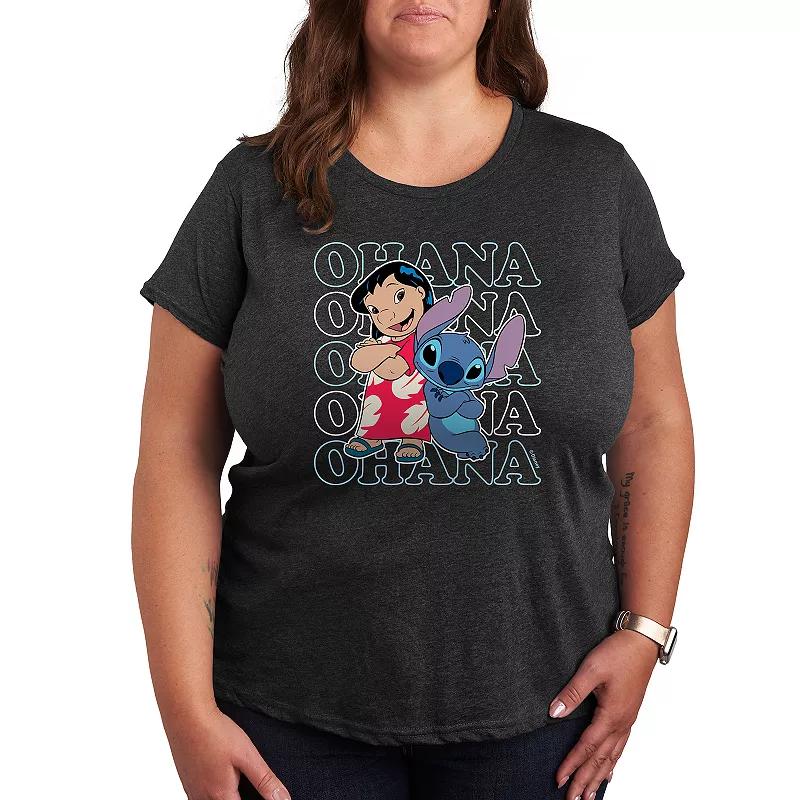 Disney's Lilo & Stitch Plus Ohana Repeated Graphic Tee, Women's,  Product Image
