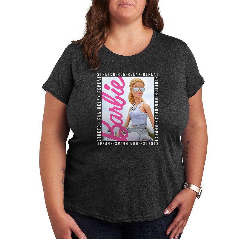 Plus Barbie® Stretch Run Relax Repeat Graphic Tee, Women's,  Product Image