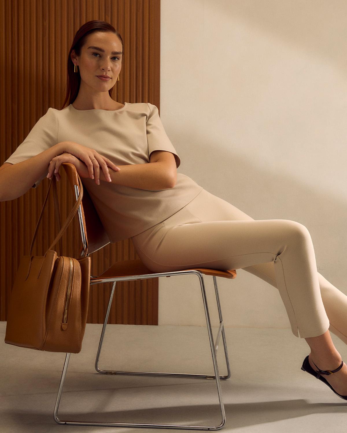 Quince | Women's Ultra-Stretch Ponte Pintuck Ankle Pants Rayon Product Image